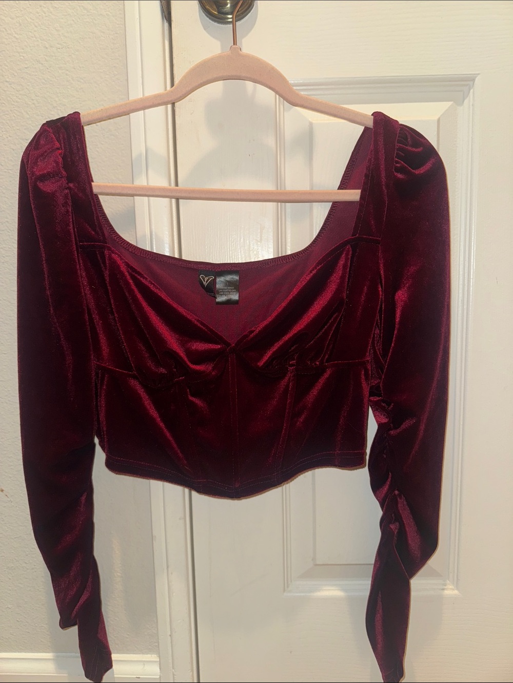 Windsor Deep Wine Velvet Sweetheart Crop Top